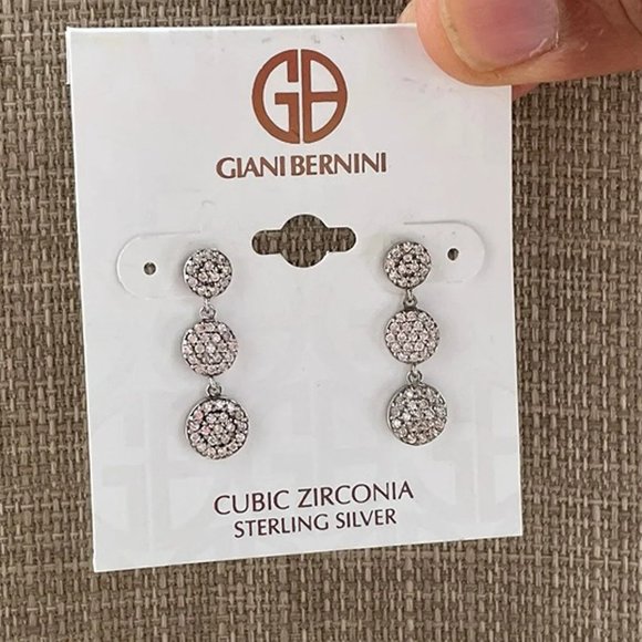 Giani Bernini Women Earrings Sterling Silver Jewelry Cubic Zirconia Earrings $90 - Picture 5 of 11